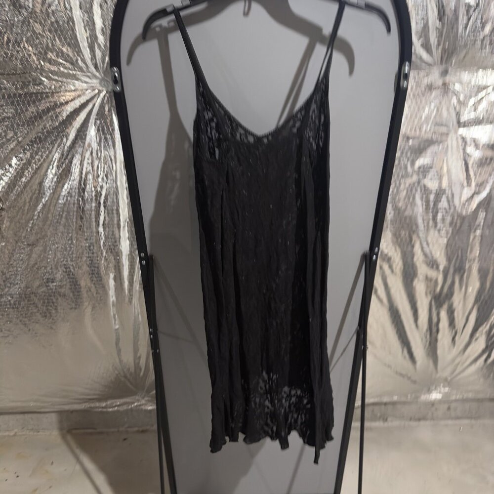 Women’s Black Lace Detail Nightgown Sleeveless Tank Style No Size Tag